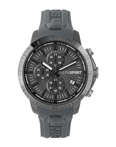 Plein Sport Men's Chronograph Date Quartz Plein Gain Gray Silicone Strap Watch 43mm In Ion Plated Gunmetal