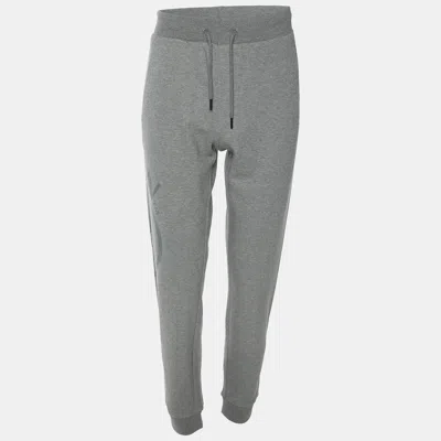 Pre-owned Plein Sport Plein Grey Jersey Logo Print Jogger Pants L In Gray