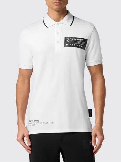 Plein Sport Short-sleeved Cotton Polo Shirt With Contrasting Logo In White