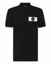 Plein Sport Logo-patch Cotton Polo Shirt In Black