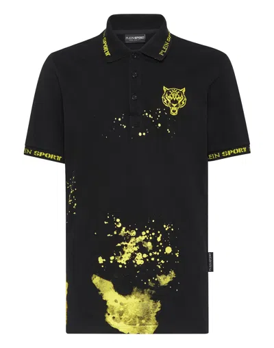 Plein Sport Paint Splatter-print Polo Shirt In Black