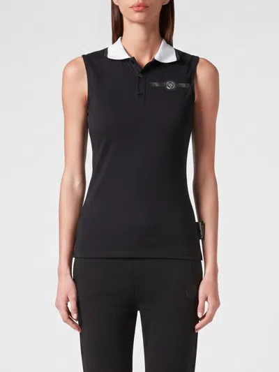 PLEIN SPORT PLEIN SPORT POLO SHIRT WOMAN COLOR BLACK,I76017002
