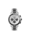 Plein Sport Men's Chronograph Date Quartz Powerlift Black And Silver-tone Stainless Steel Bracelet Watch 45mm In Silver