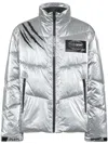 Plein Sport Nylon Crease Puffer Jacket In "70 Silver"