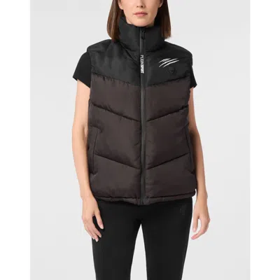 Plein Sport Puffer Jacket Vest Women In Black