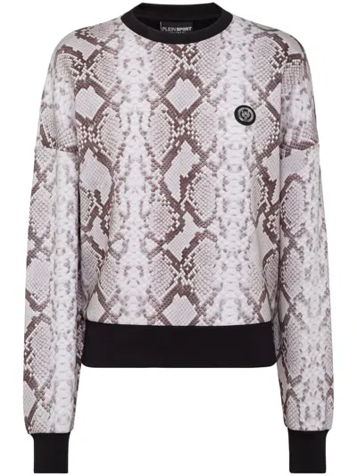 Plein Sport Python-print Long-sleeved Sweatshirt In Grau