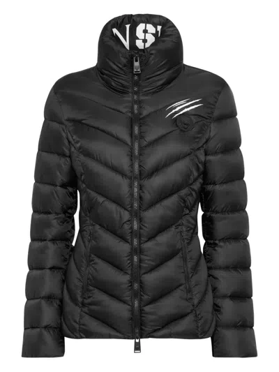 Plein Sport Quilted Puffer Jacket In Gray