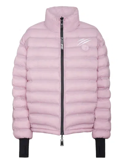 Plein Sport Quilted Puffer Jacket In Pink