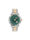 Plein Sport Two-tone Quartz Timepiece With Green Enamel Dial In Metallic