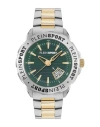 Plein Sport Two-tone Quartz Timepiece With Green Enamel Dial In Metallic