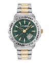 Plein Sport Two-tone Quartz Timepiece With Green Enamel Dial In Metallic