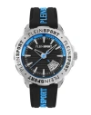 Plein Sport Sporty Black Silicone Watch With Stainless Steel Case In Silver