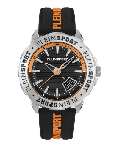 Plein Sport Men's Rampage 3 Hand Date Quartz Black Silicone Strap 44mm