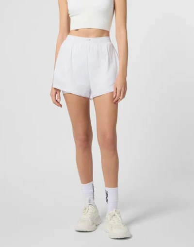 Plein Sport Reflective Nylon Shorts Women In White