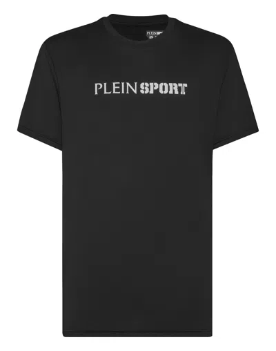 Plein Sport Reflective T-shirt Round Neck Ss In Black