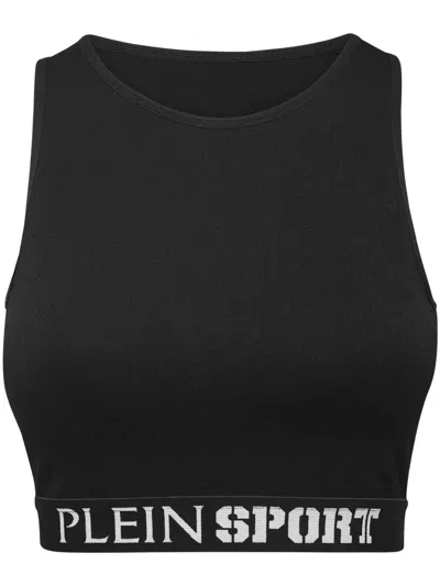 Plein Sport Ribbed Seamless Training Sports Bra In Black