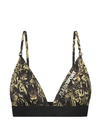 Plein Sport Roar Tiger-print Triangle Bra In Multi
