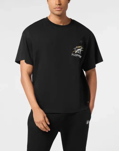 Plein Sport Round Neck T-shirt Tiger Scratch Men In Black