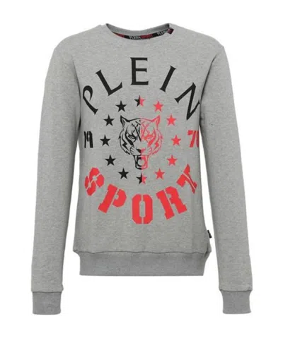 Plein Sport Round-necked Logo Sweater In Gray