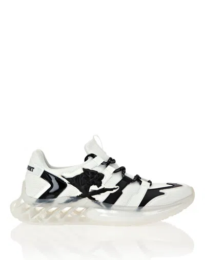 Plein Sport Runner Tiger Lace-up Sneakers In White