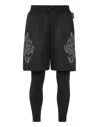 Plein Sport Tiger-print Running Short-pants In Black