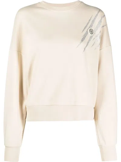Plein Sport Scratch Cotton Sweatshirt In Neutral