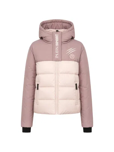 Plein Sport Scratch Logo-patch Puffer Jacket In Yellow