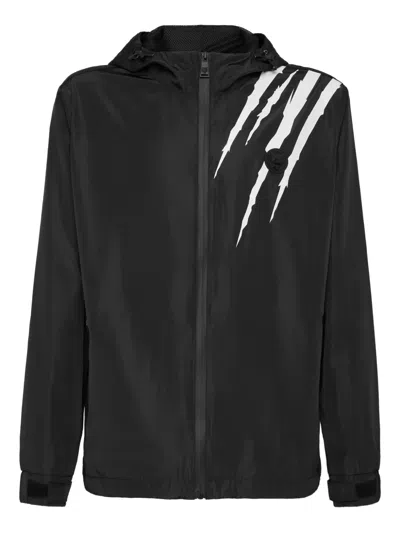 Plein Sport Nylon Jacket Scratch Men In Black