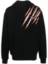 Plein Sport Scratch-print Long-sleeved Hoodie In Black