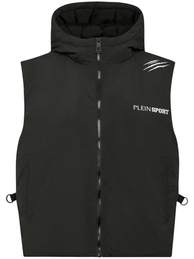 Plein Sport Wattierte Weste Mit Scratch-print In Schwarz