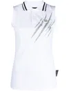 Plein Sport Scratch-print Sleeveless Polo Shirt In White