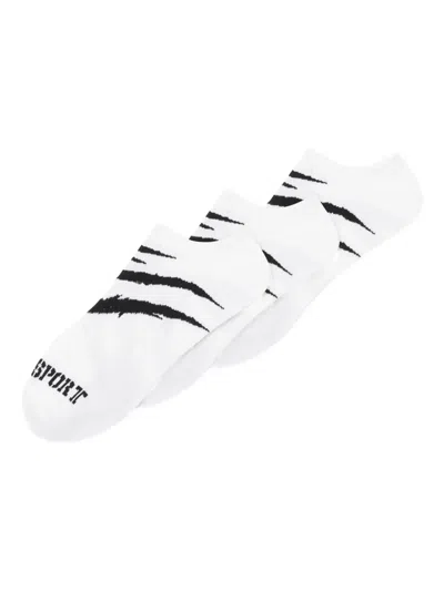 Plein Sport Scratch-print Socket Socks (pack Of Three) In White