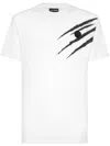 Plein Sport Cotton T-shirt Round Neck Ss Lamina Scratch In 白色