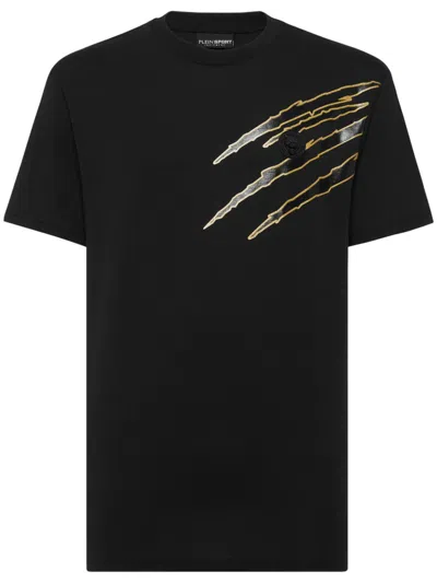 Plein Sport Scratch-print T-shirt In Black