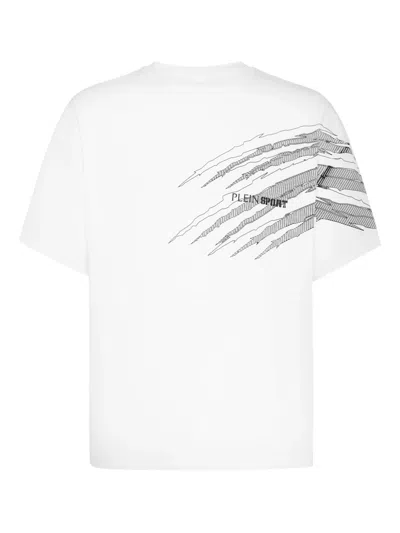 Plein Sport Round Neck T-shirt Scratch In White