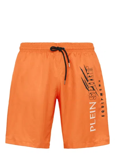 Plein Sport Scratch Swim Shorts In Orange