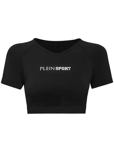 Plein Sport Seamless Cropped T-shirt In Black