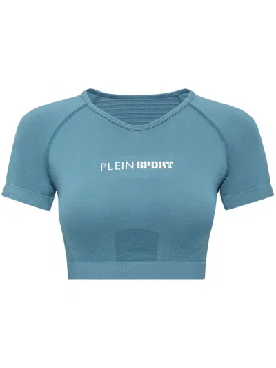 Plein Sport Seamless Cropped T-shirt In Blue