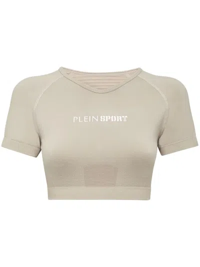 Plein Sport Seamless Cropped T-shirt In Neutrals