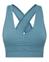 Plein Sport Seamless Wide Straps Sport Bra Logo In Blue