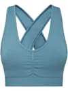 Plein Sport Seamless Wide Straps Sport Bra Logo In Blue