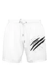Plein Sport Signature Slash Swim Shorts In Weiss