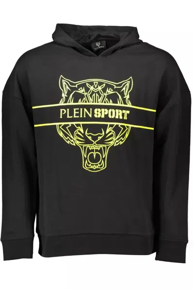 Plein Sport Sleek Hooded Sweater With Contrast Men's Details In Black