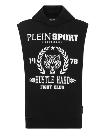 Plein Sport Sleeveless Hoodie Sweatshirt Tiger In Multi
