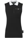 Plein Sport Sleveless Polo Basic In Black