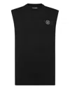 Plein Sport Round-neck Sleeveless T-shirt In Black