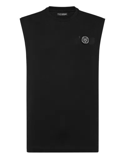 PLEIN SPORT SLEEVELESS T-SHIRT ROUND NECK
