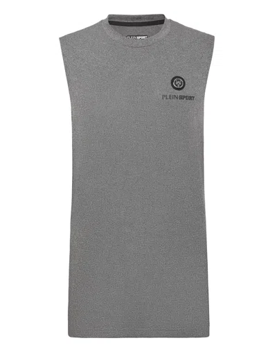 Plein Sport Sleeveless T-shirt Round Neck Ss In Black