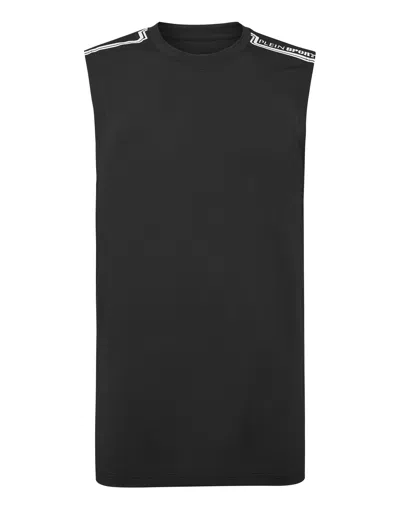Plein Sport Sleeveless T-shirt Round Neck Ss In Black