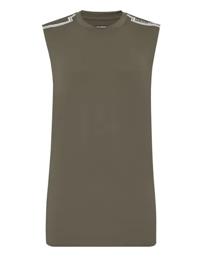 Plein Sport Sleeveless T-shirt Round Neck Ss In Green